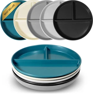 WAYGYMBBD Portion Control Plate 9" 5pcs, Round Divided Plates for Weight Loss - Picture 1 of 12