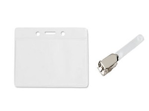 Conference Name Badge Card Pass Holder Pouch Wallet & ID Card Lever Strap Clip