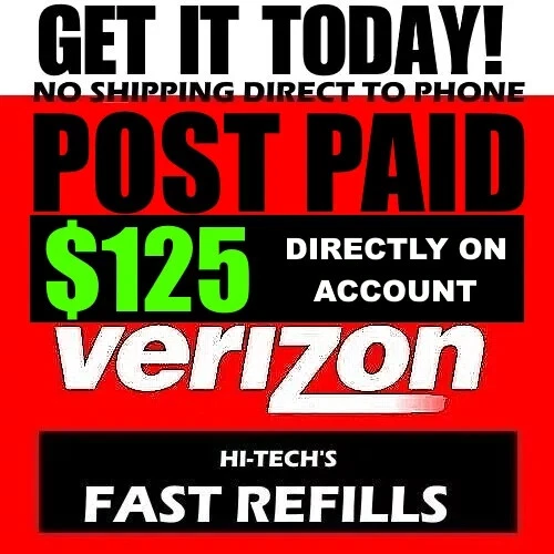 $125 POST PAID VERIZON REFILL 💥 DIRECT TO PHONE 💥 POST PAID  ✅ GET IT TODAY! - Image 1 of 1