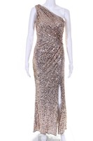 Badgley Mischka Women's Gown Green Size 12 One Shoulder Sequin Drape $650- #717 | eBay