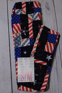NWT LuLaRoe Kids' S/M Americana July 4th UNISEX Flag PATCHWORK Leggings UNICORN - Picture 1 of 2