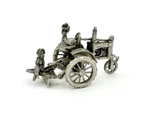 Vintage 1990 Boyd “Leveling Drapers Garden” Pewter Figure FARM Couple On Tractor - Picture 1 of 8