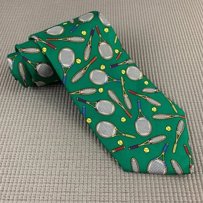 ALYNN NECKWEAR Men's Tennis Racquets Print 100% Silk Tie - Image 1 of 4