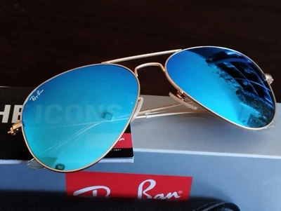 Gafas AVIATOR RAY-BAN.  Talla mediana 58mm.  Oro / Espejo Azul Turquesa  - Imagen 1 de 4