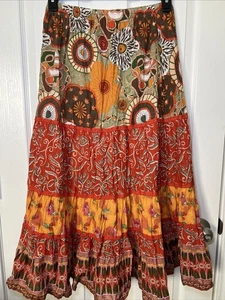 Maxi Falda Coldwater Creek en Niveles para Mujer Mediana Retazos Gitana Cottagecore Boho - Imagen 1 de 8