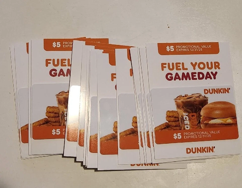Lot Of 15 Dunkin Donuts Gift Carda Total Value $100 - Image 1 of 2