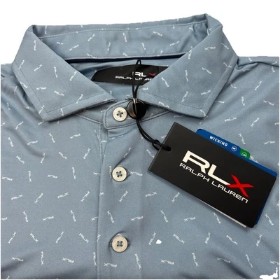 Мужская рубашка-поло для гольфа RLX Ralph Lauren Classic Fit Performance Print Цвет синий Размер Large - Изображение 1 из 4