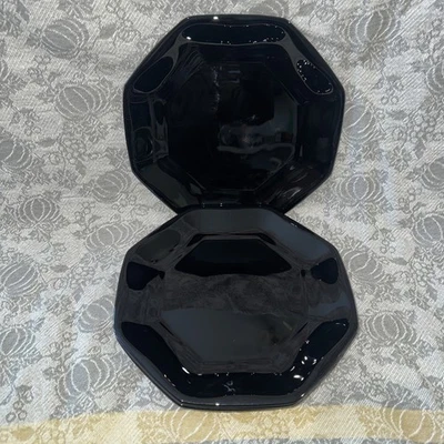Arcoroc France Octime Black Glass Octagon 7 1/8" Salad Plates Lot Set of 4 - Image 1 of 4