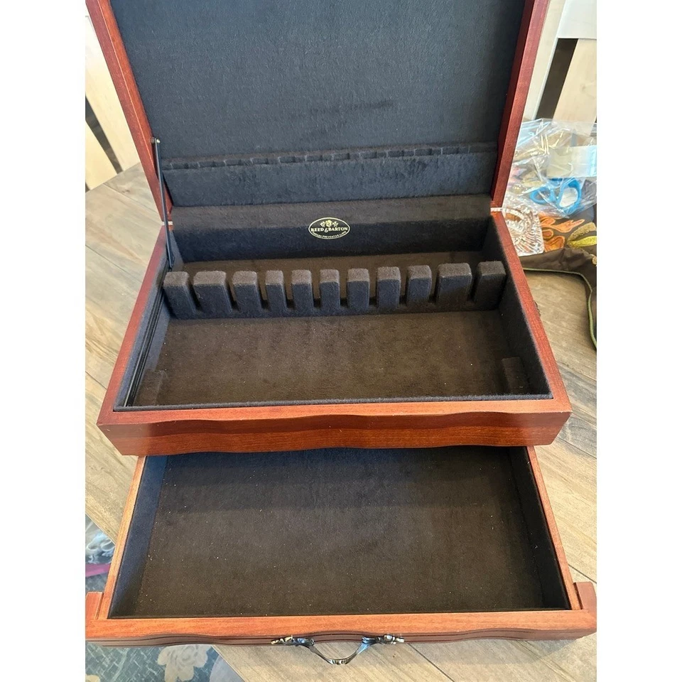 Reed and Barton Large Silverware Wood Chest Box Clean - Image 1 of 4