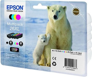 EPSON T2636 26XL ORIGINAL SET OF 4 INKS POLAR BEAR T2621 T2632 T2633 T2634 26 xl - Picture 1 of 2