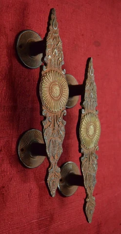 Flower Design Door Handle Pair Handmade Brass Gate Pull Home Furnish Gift VR425 Cover