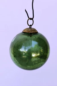 Antica sfera ornamenti sfera vetro verde mercurio ottone tappo Natale X-Mass "394 - Foto 1 di 7