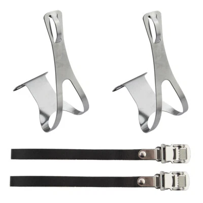 STEEL CLASSIC PRO MOUNTAIN BICYCLE BIKE MTB ATB TOE CLIPS W/STRAPS PAIR 95791 - Image 1 of 3
