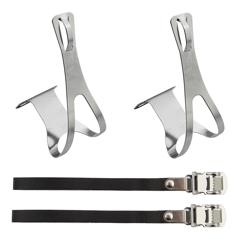 STEEL CLASSIC PRO MOUNTAIN BICYCLE BIKE MTB ATB TOE CLIPS W/STRAPS PAIR 95791 - Image 1 of 3