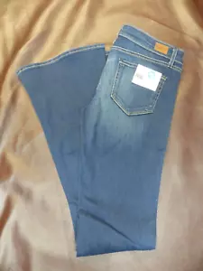 NWT PAIGE RAVINE BLUE MID RISE LOU LOU FLARE SKINNY JEANS SIZE 27 27X35 - Picture 1 of 11
