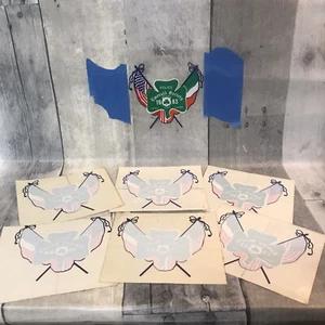 Vtge 80-90's Nassau County NY Emerald Society Shamrock Flags Window Decal Lot - Picture 1 of 9