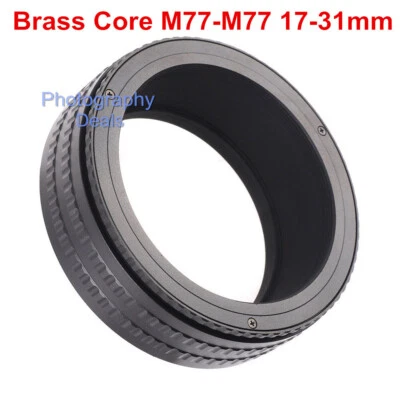 Brass M77 to M77 Mount 17mm-31mm Adjustable Focusing Helicoid Adapter Macro Tube - Image 1 of 4