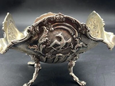 Antiguo cuenco de plata Repousse .833 holandés ST Reitsma Sr. Lemmer Sneek Birds siglo XIX Foto 1 de 4