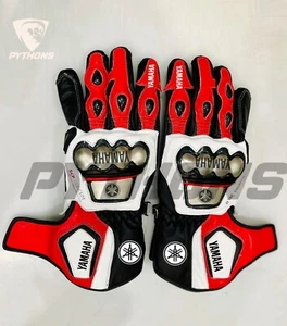 Yamaha Motorcycle Motorbike Racing Leather Gloves - Picture 1 of 2