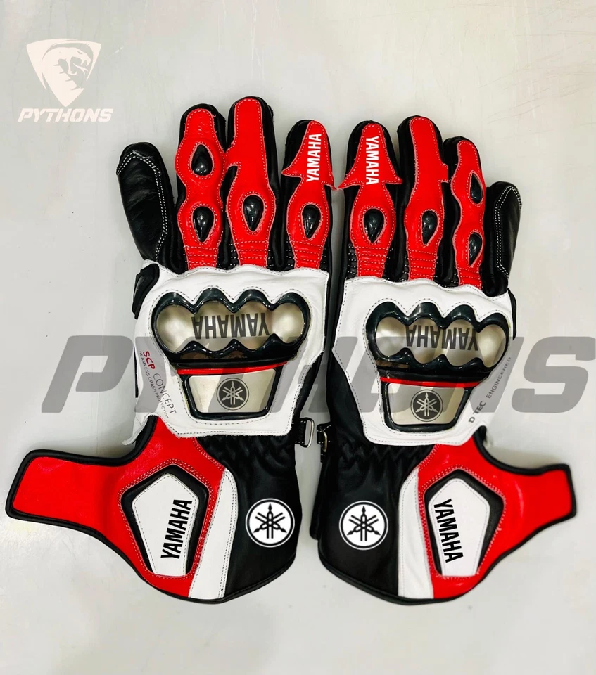 Yamaha Motorcycle Motorbike Racing Leather Gloves - Image 1 of 2