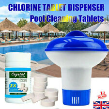 100 Tablets Pool Cleaning Chlorine Tablet Floating Hot Tub Chemical Dispenser UK