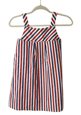 Vestido Tommy Bahama Niñas Talla 7 Rojo Blanco Azul Rayas Seersucker Sin Mangas NUEVO Foto 1 de 4
