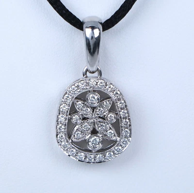 $6,500 Chimento 18K White Gold 1.00ct Diamond Pendant 18" Black Cord Necklace - Image 1 of 4