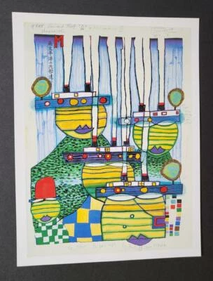Friedensreich Hundertwasser "Pacific Steamer" 安装偏移 Litho 1986 — 第 1/4 张图片