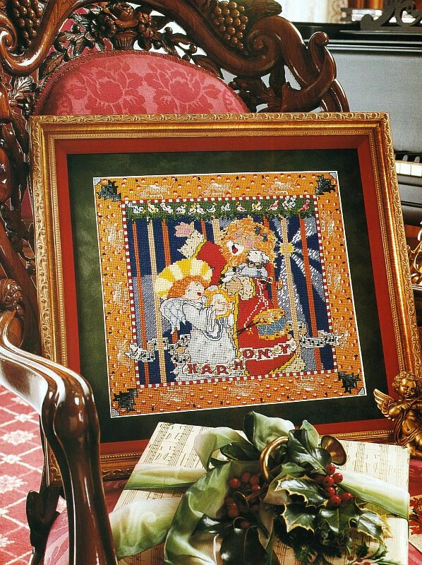 Engelbreit PEACE LOVE SAMPLER Angel Lion Christmas Cross Stitch Pattern Chart V1 - Image 1 of 1