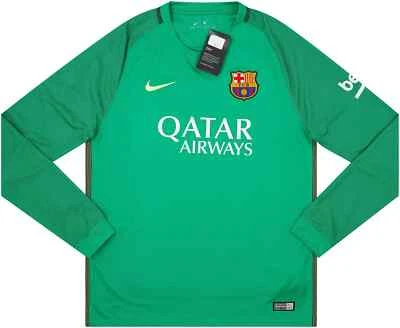 2016/17 Barcelona Goalkeeper Jersey Nike Long Sleeve GK Soccer Green NEW - Image 1 of 4