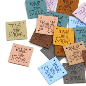 Square Made with Love Faux Leather Labels Tags Valentine's Day Projects MixO - Picture 1 of 4