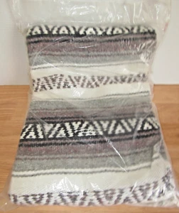 NEW Mexican Indian Blanket Southwest Camp Beach 57" X 72" Grey Maroon Black - Picture 1 of 8