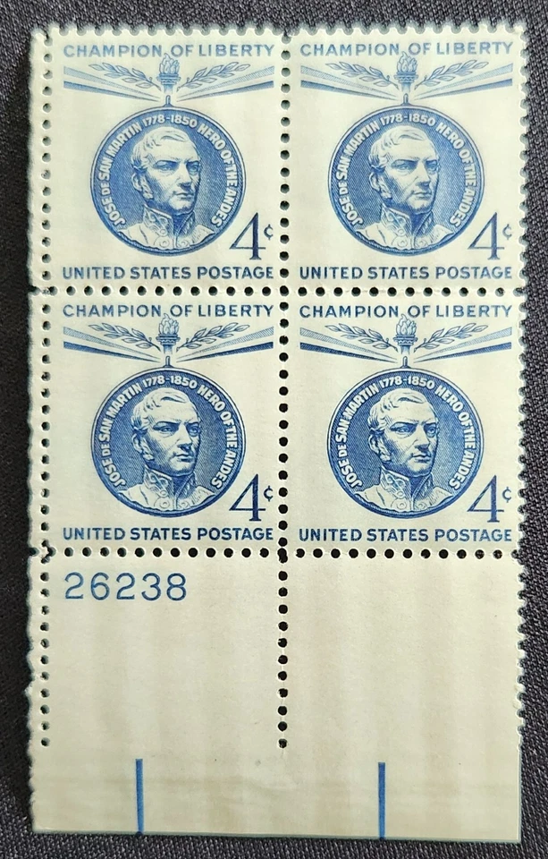 US Scott 1125 - Jose De San Martin - MNH - 1959 Issue - Plate Block of 4 - Image 1 of 1