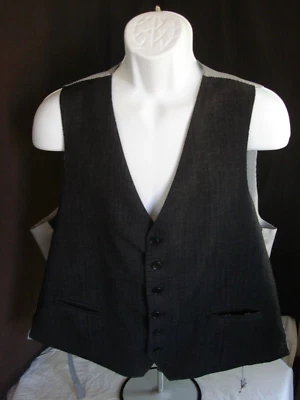 John Varvatos Star USA  "Irving" Solid Gray 100% Wool Button Ft. Vest Sz. 46 - Image 1 of 4