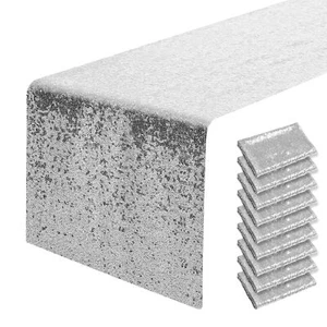 10 Packs 12 x 108 inches Silver Sequin Table Runner, Glitter Silver Table Run... - Picture 1 of 8