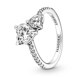 PANDORA Schmuck Silberring für Damen Funkelnde Herzen Solitär 191198C01 - Bild 1 von 5
