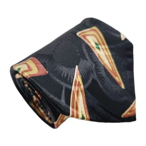 Corbata Paul Fredrick negra patrón geométrico para hombre corbata de seda 57x4" - Imagen 1 de 5