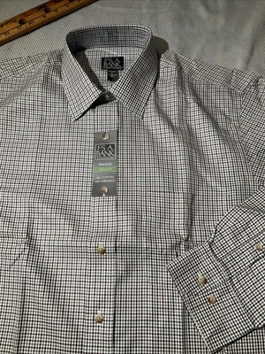 全新带标签 Jos A 银行衬衫男式大号多色格子旅行者收藏纽扣 — 第 1/4 张图片