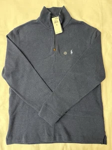 $135 Polo Ralph Lauren Men Estate-Rib Quarter-Zip Pullover Spring Navy Size M - Picture 1 of 4