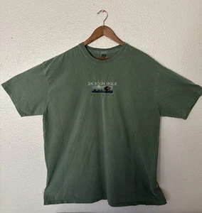 Wyoming Shirt Herren Jackson Loch XL grün Stickerei Rundhals Kurzarm Outdoor - Bild 1 von 7