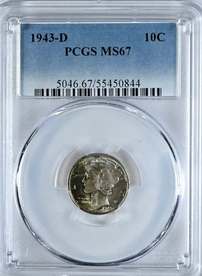1943-D MERCURY DIME MS67 PCGS Graded Silver Coin 5046 - Image 1 of 2