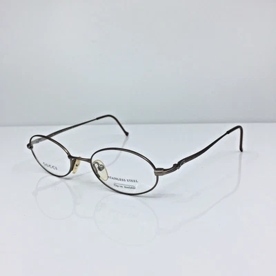 New Vintage Gucci GG 2649 Eyeglasses C. D1M Satin Gold Small Oval 46-18mm Italy - Image 1 of 4