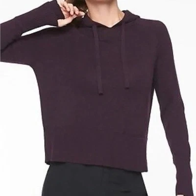 Athleta Verona Hoodie S Merino Wool Double Cuff Thumbhole Activewear Purple - Image 1 of 4