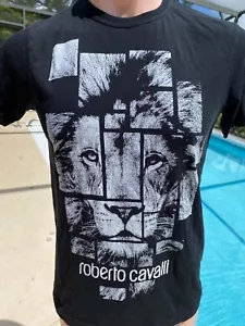 Roberto Cavalli Black Lion Print T-Shirt L Large - Picture 1 of 4