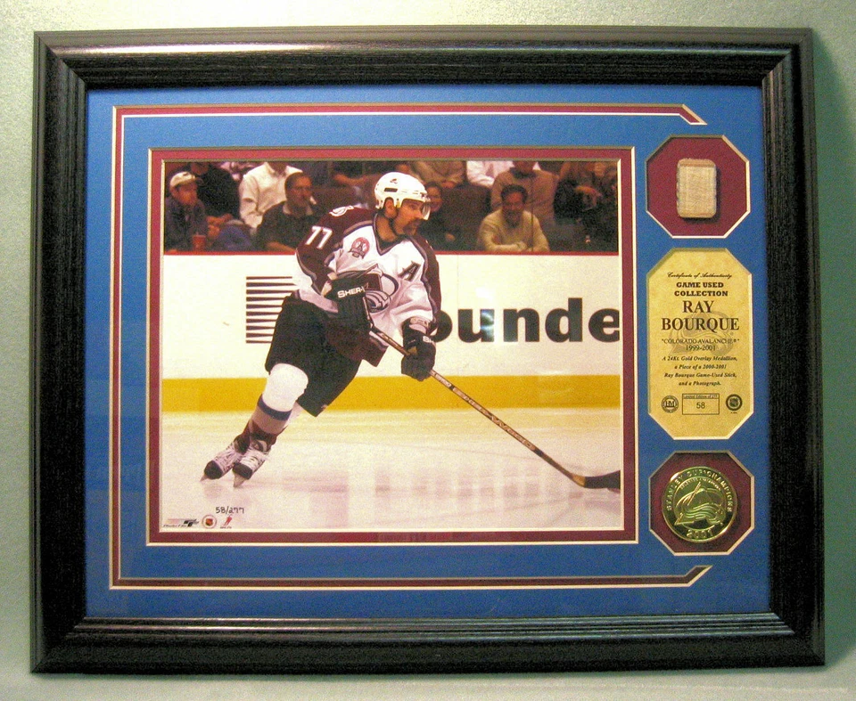 RAY BOURQUE, exhibición de fotos en palo usado en juegos #58/277, Colorado Avalanche Foto 1 de 1
