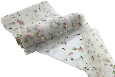 STOFF-KOLLEKTION Organza Stoff Rolle Bedruckt Tischläufer Sehr Fein Dekostoff 25 cm x 900 cm