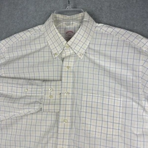 Brooks Brothers Hemd Herren 17-6/7 Oxford LS Knopfleiste weiß kariert bügelfrei OCBD - Bild 1 von 6