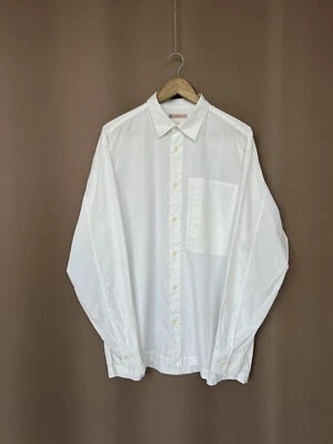 Camisa masculina Issey Miyake branca com botões tamanho 5 ou XL gola manga longa - Imagem 1 de 4