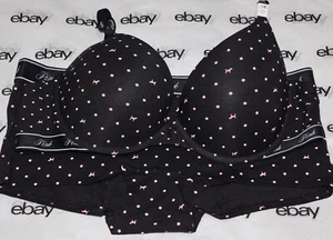 NEW Victoria's Secret Pink Everywhere Push-Up Bra PolkaDot 38C & Boyshort Set XL - Picture 1 of 3