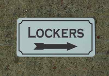 Lockers with Right Arrow Metal Sign 6"x12"